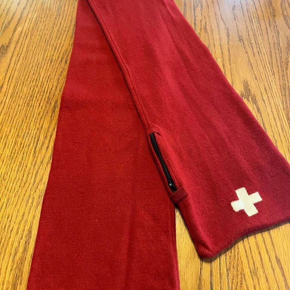 Red Swiss Army Knit Scarf with White Cross